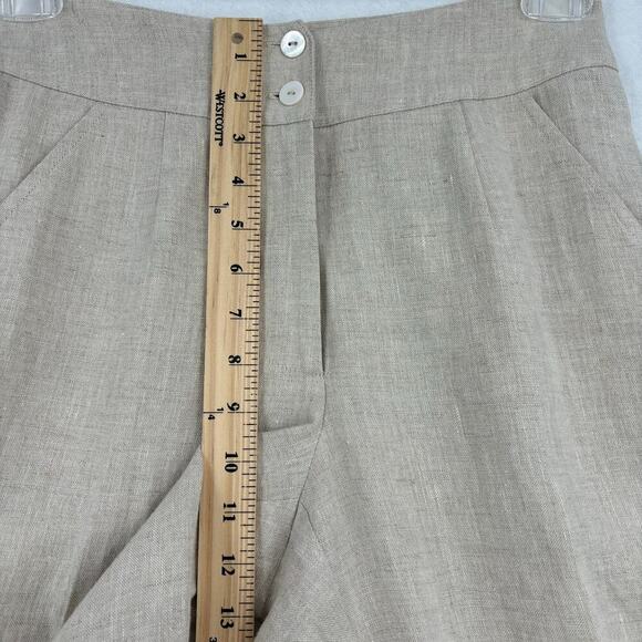 Vivid 100% Linen High Rise Trouser Pants Straight Leg Beige Women's Size 4 - Picture 10 of 12